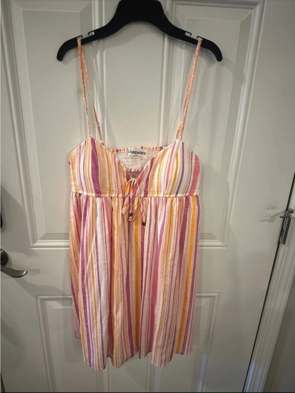 No Boundaries Striped Spaghetti Strap Mini Dress in Pink, Yellow and Cream